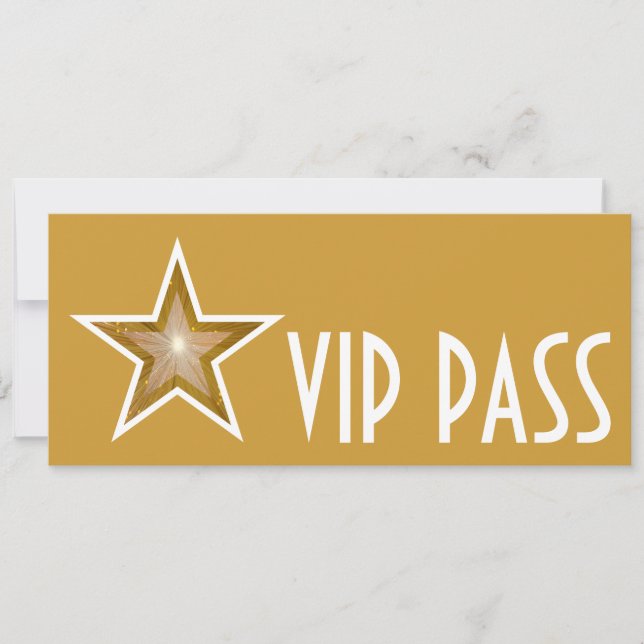 Gold Star 'VIP PASS' invitation gold long (Front)