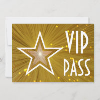 Gold Star 'VIP PASS' invitation horizontal