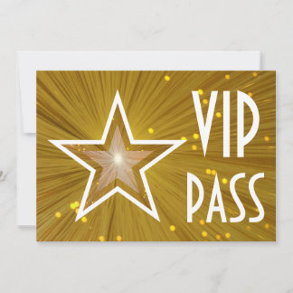 Gold Star 'VIP PASS' invitation horizontal