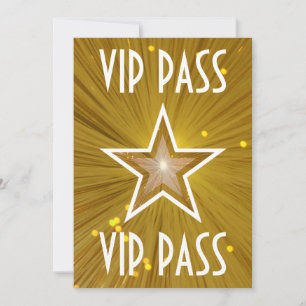 Gold Star 'VIP PASS' invitation white