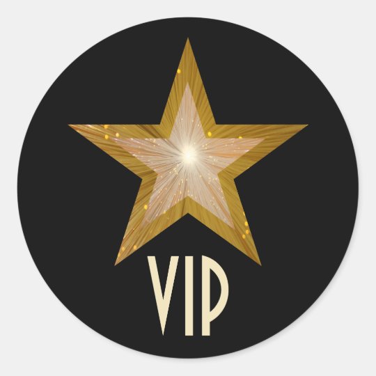 Gold Star Vip Round Sticker Black Zazzle Co Uk