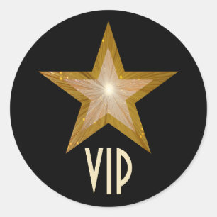 "Gold" Star VIP round sticker black