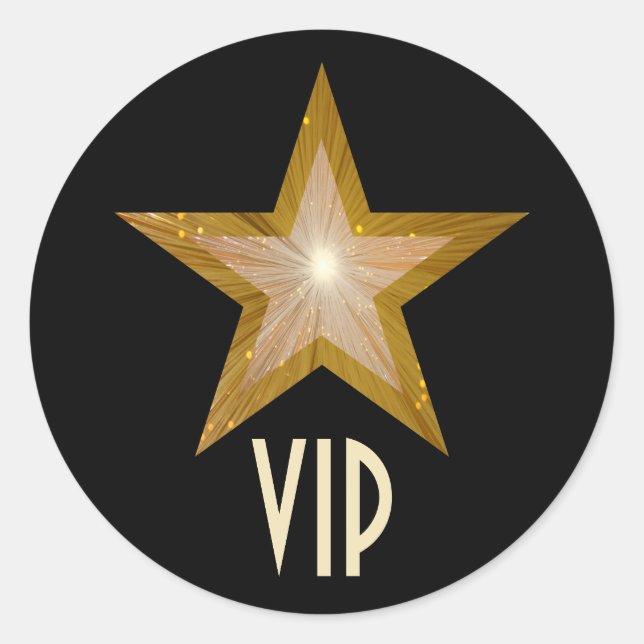 "Gold" Star VIP round sticker black (Front)