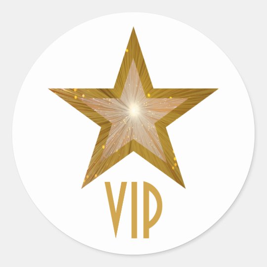 Gold Star Vip Round Sticker White Zazzle Co Uk