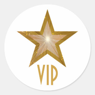 "Gold" Star VIP round sticker white