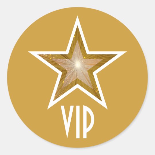 Gold Star Vip Round Sticker Yellow Zazzle Co Uk