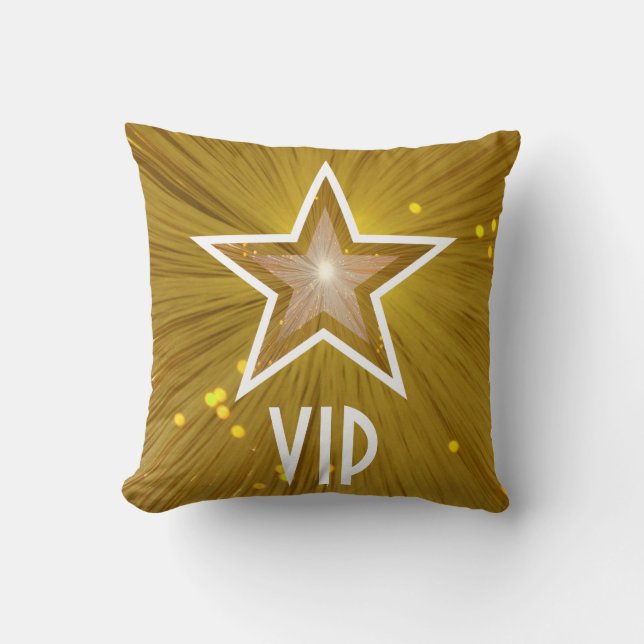"Gold Star" 'VIP' throw pillow square (Front)