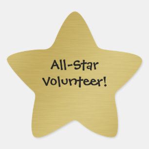 Gold Star Volunteer Recognition Star Sticker