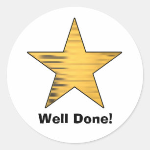Gold Star Well Done Classic Round Sticker