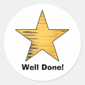 Gold Star Well Done Classic Round Sticker
