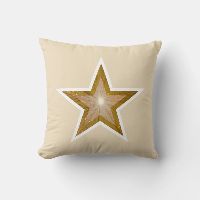 "Gold" Star White square cream white back Cushion (Front)