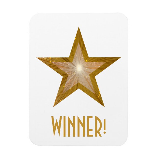 "Gold" Star 'Winner!' flexible magnet white (Vertical)