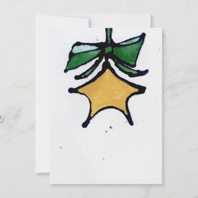 Gold star with green ribbon card (Front)