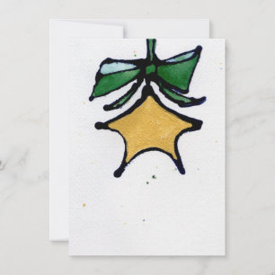 Gold star with green ribbon card