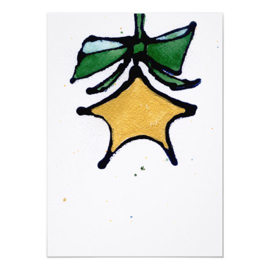 Gold star with green ribbon card