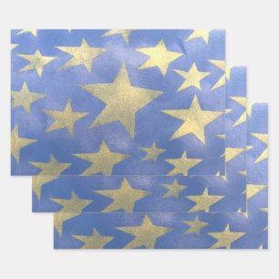 Gold Star Wrapping Paper Sheet