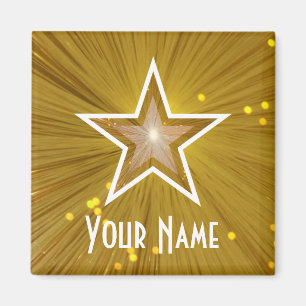 "Gold" Star 'Your Name' fridge magnet square