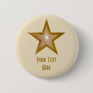 "Gold" Star 'Your Text' button cream