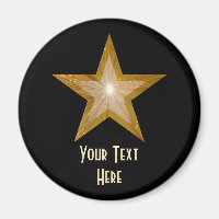 "Gold" Star 'Your Text' fridge magnet black