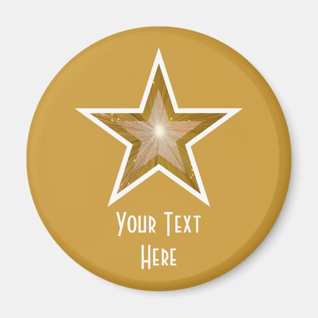 "Gold" Star 'Your Text' fridge magnet gold (Front)