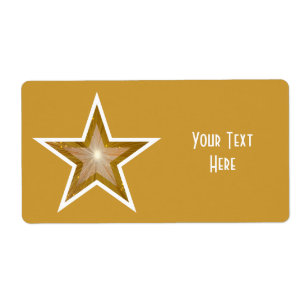 "Gold" Star 'Your Text' gift tag label large gold