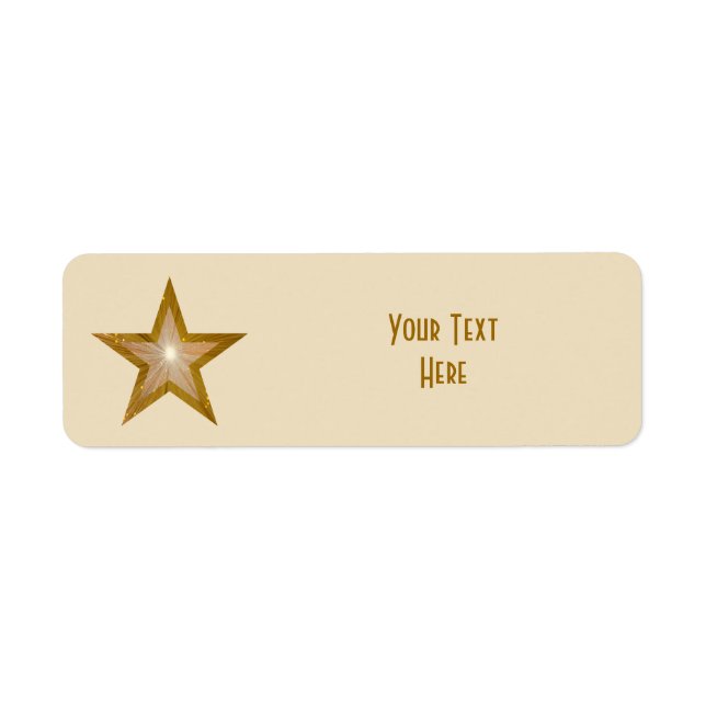 "Gold" Star 'Your Text' label small cream (Front)