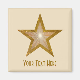 Gold Star 'Your Text' magnet square cream