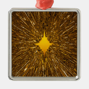 Gold starburst pattern metal tree decoration