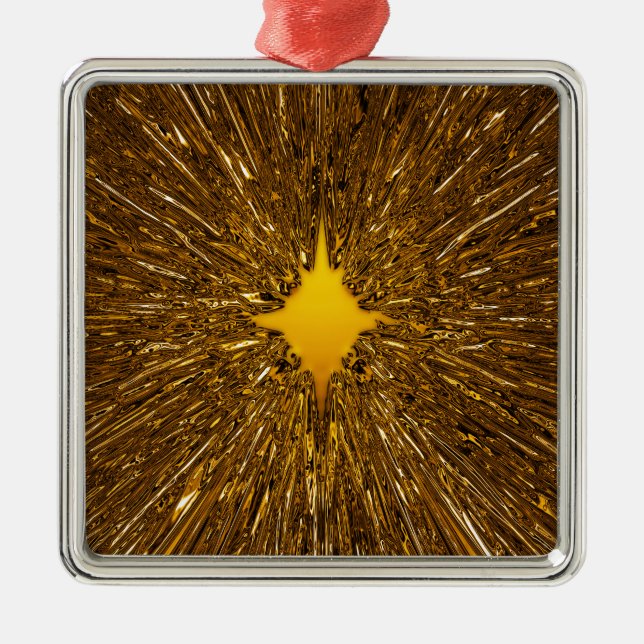 Gold starburst pattern metal tree decoration (Front)