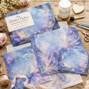 Gold Stardust Frost Feather Swirl Decoupage Tissue Paper