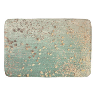 Gold Stardust on Sea Green Bath Mat