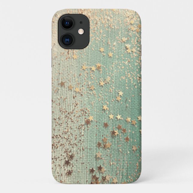 Gold Stardust on Sea Green Case-Mate iPhone Case (Back)