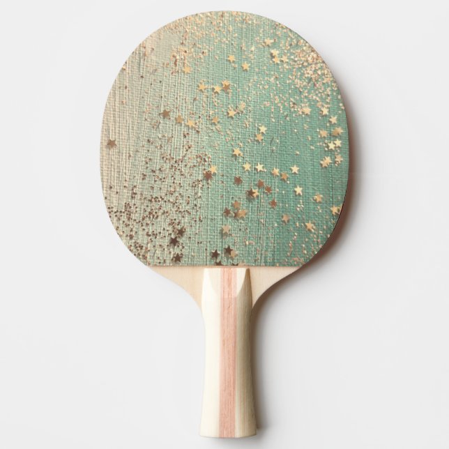 Gold Stardust on Sea Green Ping Pong Paddle (Front)