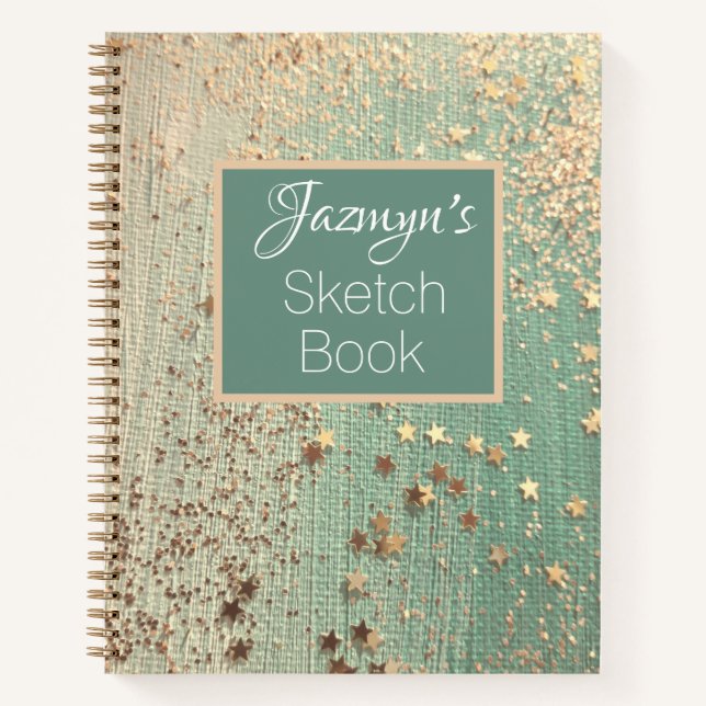 Gold Stardust on Sea Personalised Notebook (Front)