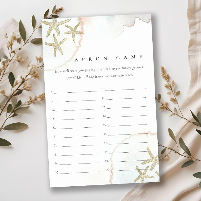 Gold Starfish Apron Memory Bridal Shower Game (Creator Uploaded)