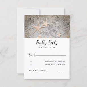 Gold Starfish Beach Wedding RSVP