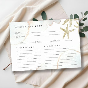 Gold Starfish Recipe For Bride Bridal Shower Card