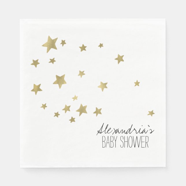 Gold Starlight Stars Personalised Napkins (Front)