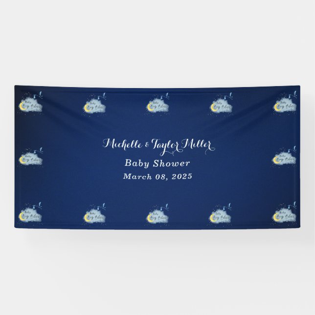 Gold Starlit Baby Boy Bliss Stork Special Delivery Banner (Horizontal)