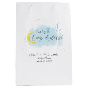 Gold Starlit Baby Boy Bliss Stork Special Delivery Medium Gift Bag