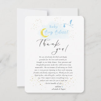 Gold Starlit Baby Boy Bliss Stork Special Delivery Thank You Card