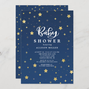 Gold Starry Night Neutral Baby Shower Invitation