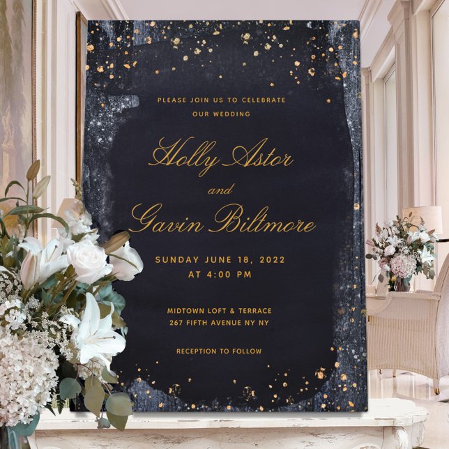 Gold Starry Night Wedding Invitation (Creator Uploaded)