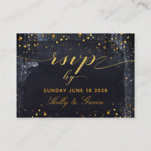 Gold Starry Night Wedding Online RSVP Card
