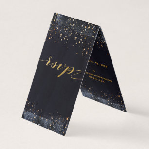 Gold Starry Night Wedding Online RSVP Folded Card