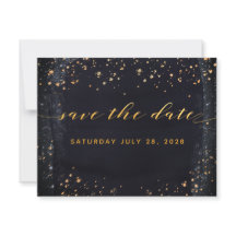 Gold Starry Night Wedding Save The Date Invitation