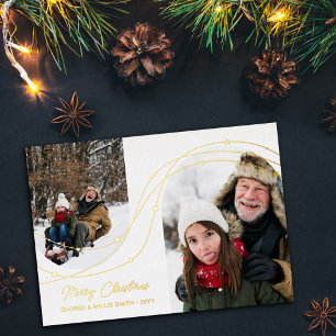 Gold Starry Strings Arch Photos Merry Christmas Foil Holiday Card