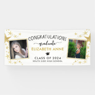 Gold Stars 2 Photos Congratulations Graduate Banner
