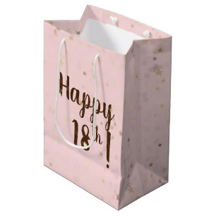 Gold Stars and Dots 18th Birthday Medium Gift Bag