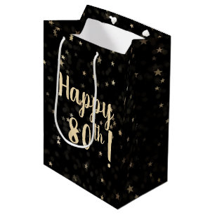 Gold Stars and Dots 80th Birthday Medium Gift Bag